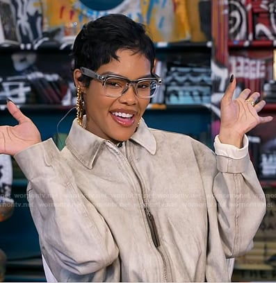 Teyana Taylor’s grey zip jacket on Good Morning America