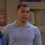 Theo’s blue quarter-zip polo sweater on Days of our Lives