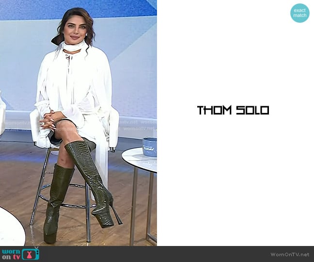 Thom Solo Runaway Croc Boots worn by Priyanka Chopra Jonas on Today