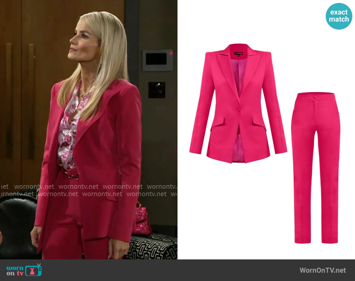 Tia Dorraine Fantasy Tailored Suit in Pink worn by Vanessa McBride (Lauren Buglioli) on Beyond the Gates