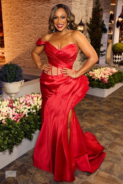 Tia’s red reunion dress on The Real Housewives of Potomac