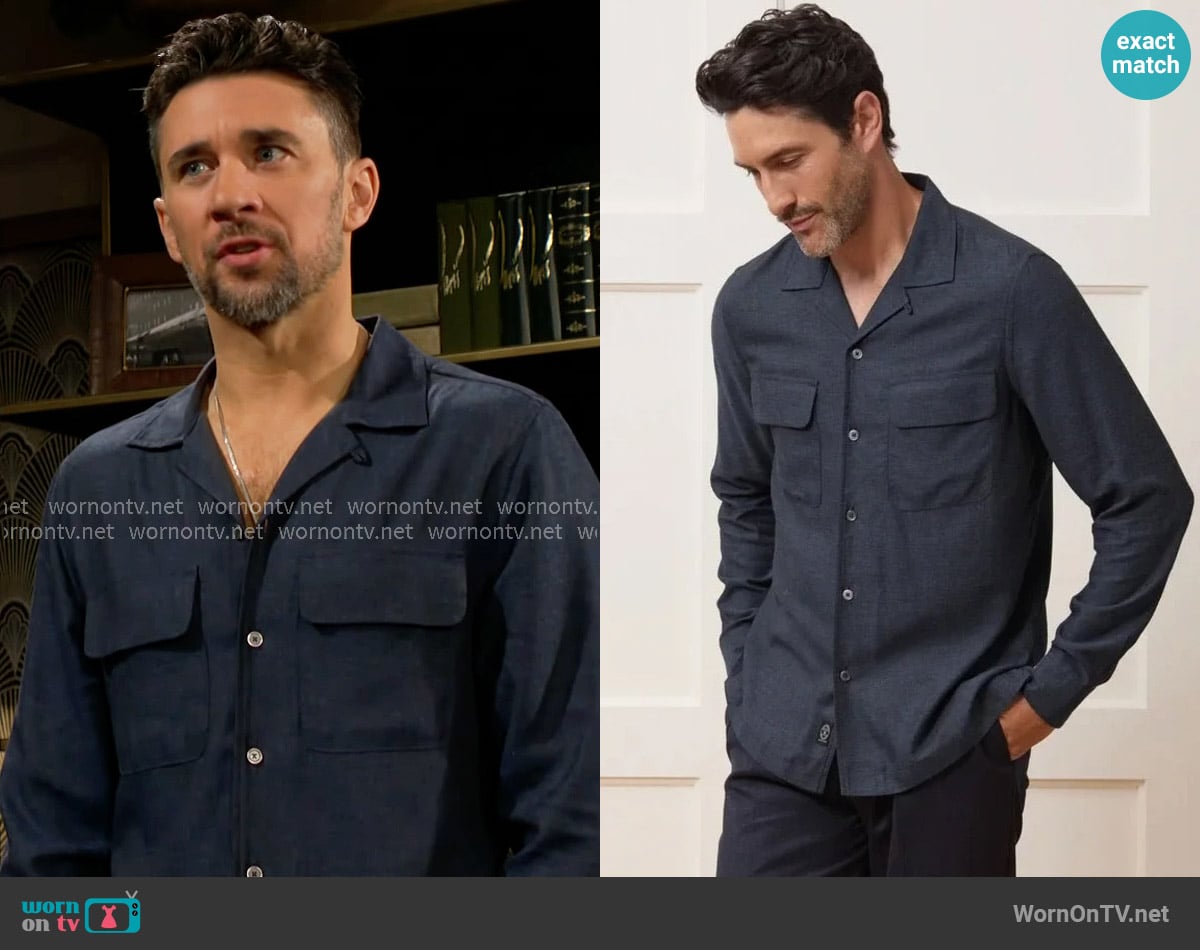 Todd Snyder Rayon Field Loop Collar Shirt worn by Cane Ashby (Billy Flynn) on The Young and the Restless