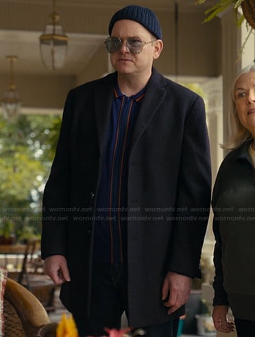 Tod’s purple stripe trim cardigan on The Burbs