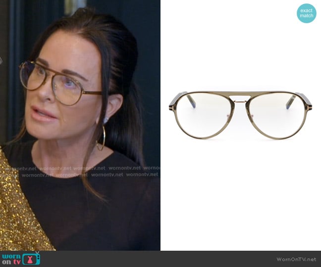 Tom Ford 5981-b Glasses in Shiny Light Green worn by Kyle Richards on The Real Housewives of Beverly Hills