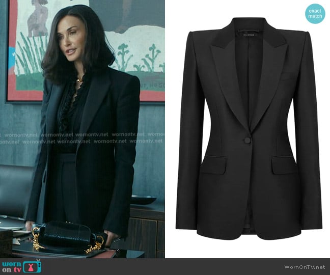 Tom Ford Wool Silk Blend Single Breasted Tuxedo Jacket worn by Cami Miller (Demi Moore) on Landman