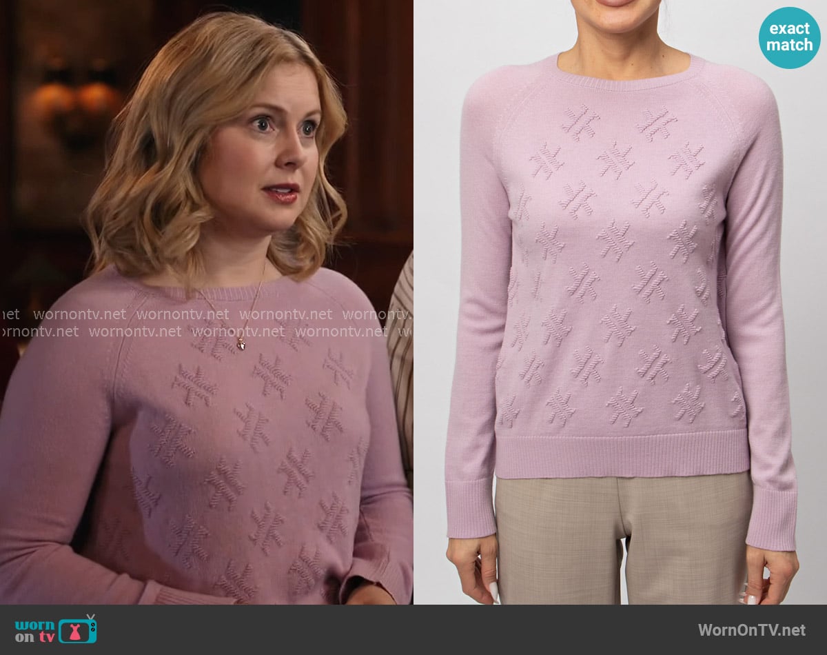 Tonet Lilac Sweater worn by Sam (Rose McIver) on Ghosts