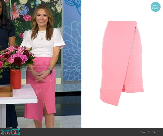 Topshop Asymmetric Zip Midi Skirt worn by Lori Bergamotto on Good Morning America