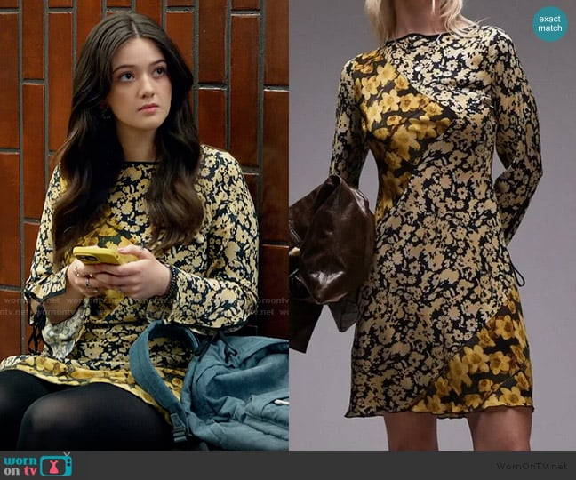 Topshop Black and Yellow Floral Long Sleeve Dress worn by Hayley Haller (Krista Warner) on The Lincoln Lawyer