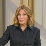 Tory’s black belted elbow sleeve denim dress on Good Morning America