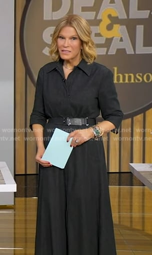 Tory's black belted elbow sleeve denim dress on Good Morning America