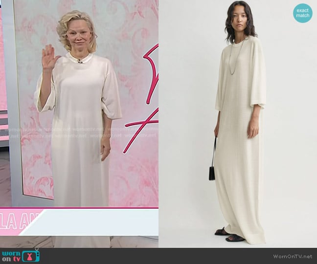Pamela Anderson’s white maxi dress on Today