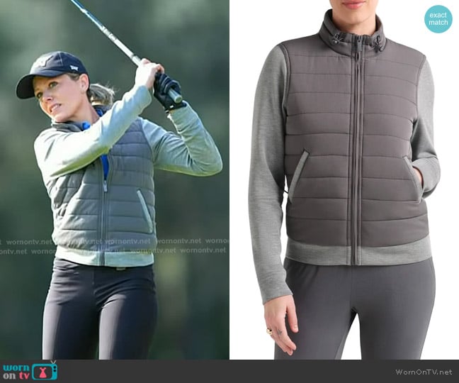 TravisMathew Espresso Martini Quilted Jacket worn by Dylan Dreyer on Today