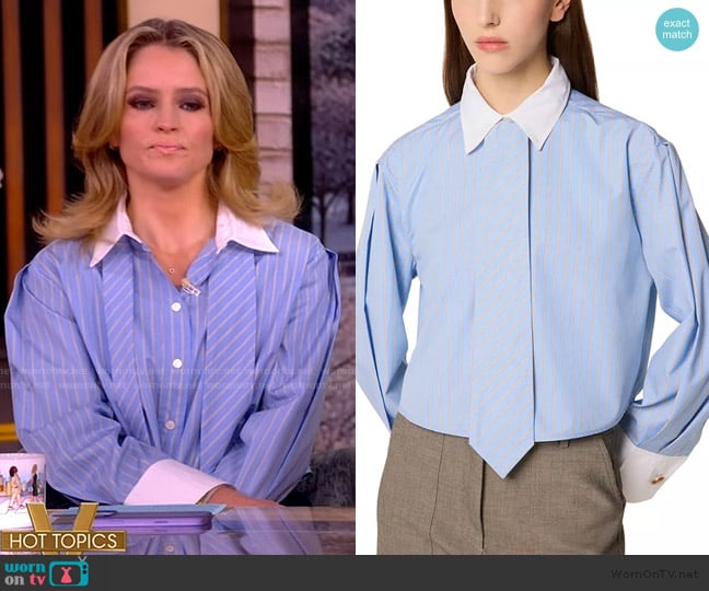 Tresse Cropped Shirt with Tie worn by Sara Haines on The View