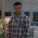 Tyrell’s plaid shirt with denim details on Beyond the Gates