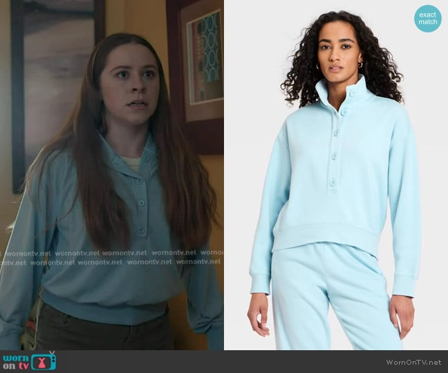 Universal Thread Button-Front Sweatshirt in Blue worn by Abigail (Fallon Heaslip) on 9-1-1