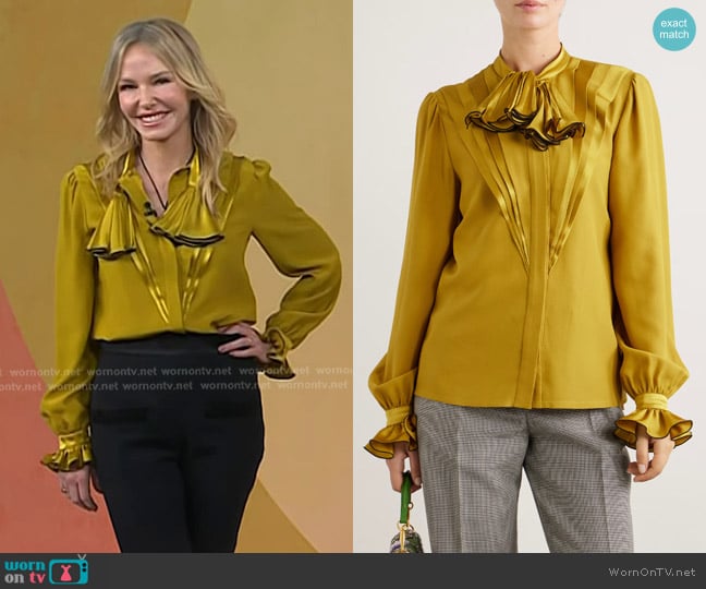 Valentino Garavani Ruffle Pleated Silk Blouse worn by Kelli Giddish on Today