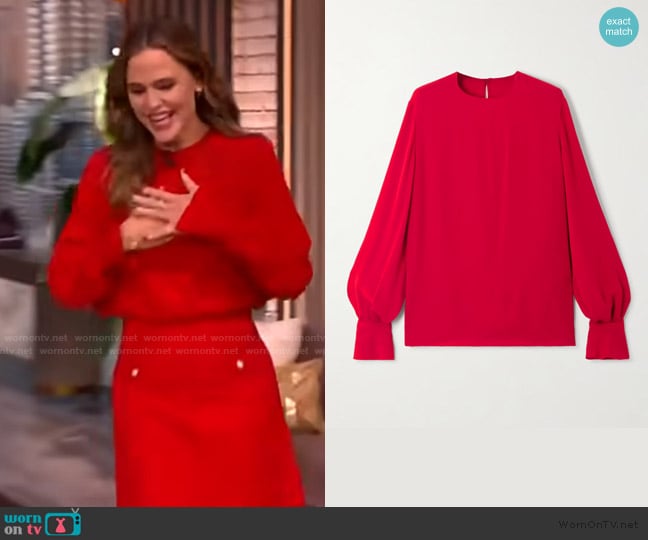 Valentino Garavani Ruffled silk blouse worn by Jennifer Garner on The View