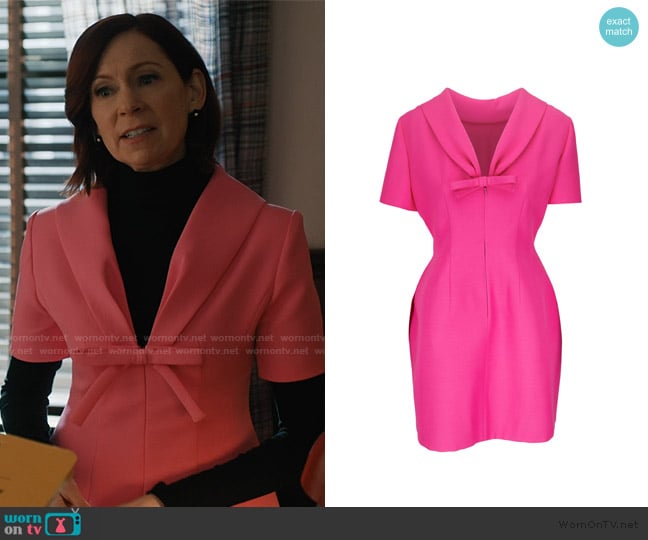 Valentino Pink Wool & Silk Crepe Open Back Mini Dress worn by Elsbeth Tascioni (Carrie Preston) on Elsbeth
