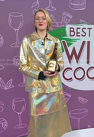 Vanessa Price’s metallic jacket and skirt on Today