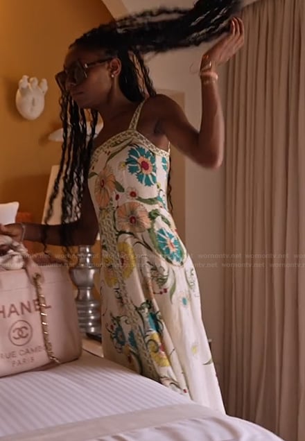 Venita’s floral print dress with straps on Southern Charm