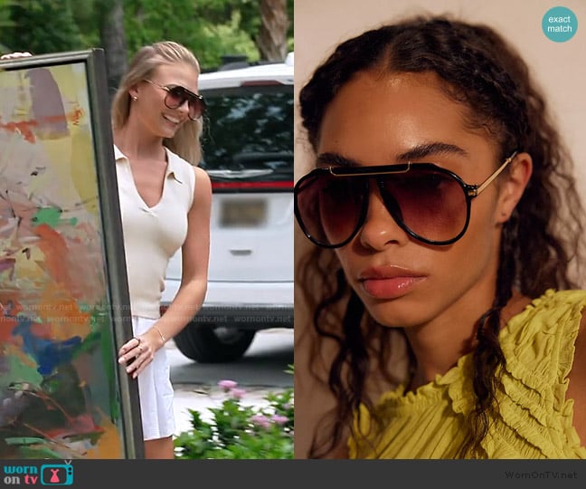  Ventura Oversized Aviator Sunglasses worn by Charley Manley on Southern Charm