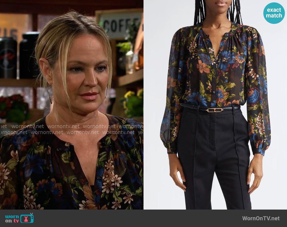 Veronica Beard Ashlynn Blouse worn by Sharon Newman (Sharon Case) on The Young and the Restless