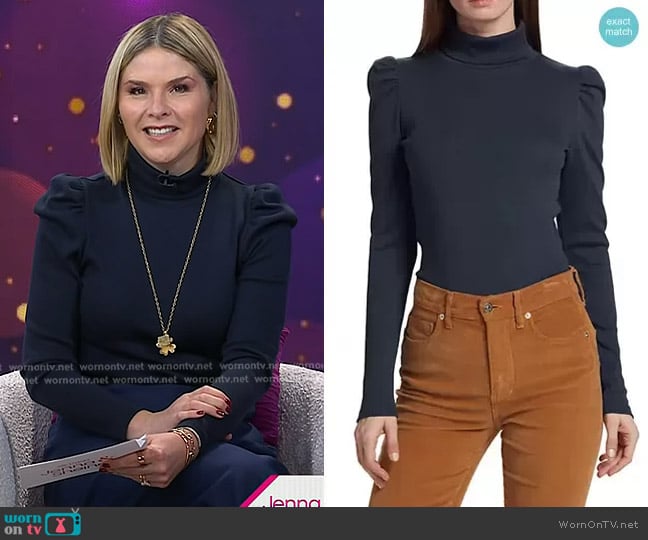 Veronica Beard Cedar Puff-Sleeve Turtleneck Top worn by Jenna Bush Hager on Today