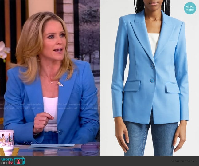 Veronica Beard Izara Dickey Jacket in Blue Jasper worn by Sara Haines on The View