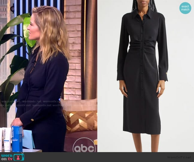 Sara’s black gathered waist shirtdress on The View Sara’s black gathered waist shirtdress on The View