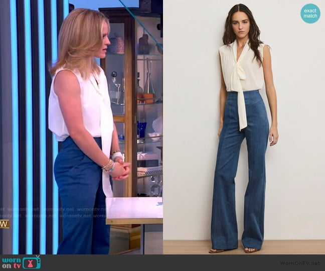 Veronica Beard Magnolia Tie-Neck Blouse worn by Sara Haines on The View