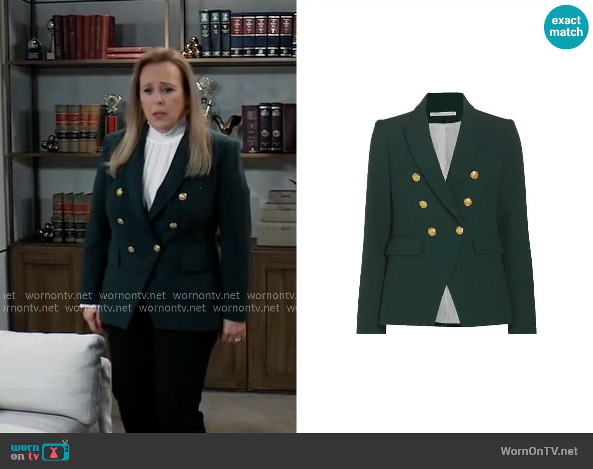 Veronica Beard Miller Jacket in Pine worn by Laura Collins (Genie Francis) on General Hospital