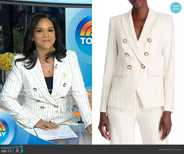 Veronica Beard Miller Stripe Wool Blend Dickey Jacket worn by Laura Jarrett on Today