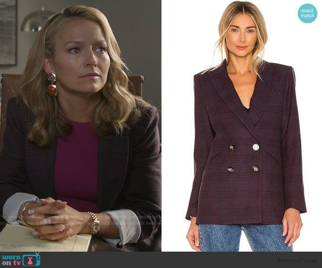 Veronica Beard Oria Dickey Jacket in Aubergine worn by Lorna Crane (Becki Newton) on The Lincoln Lawyer