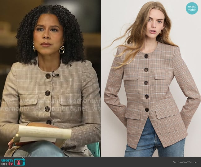 Veronica Beard Orrin Jacket in Hazelnut Multi worn by Adriana Diaz on CBS Mornings