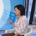 Vidky’s white stitched elbow sleeve cardigan on Today