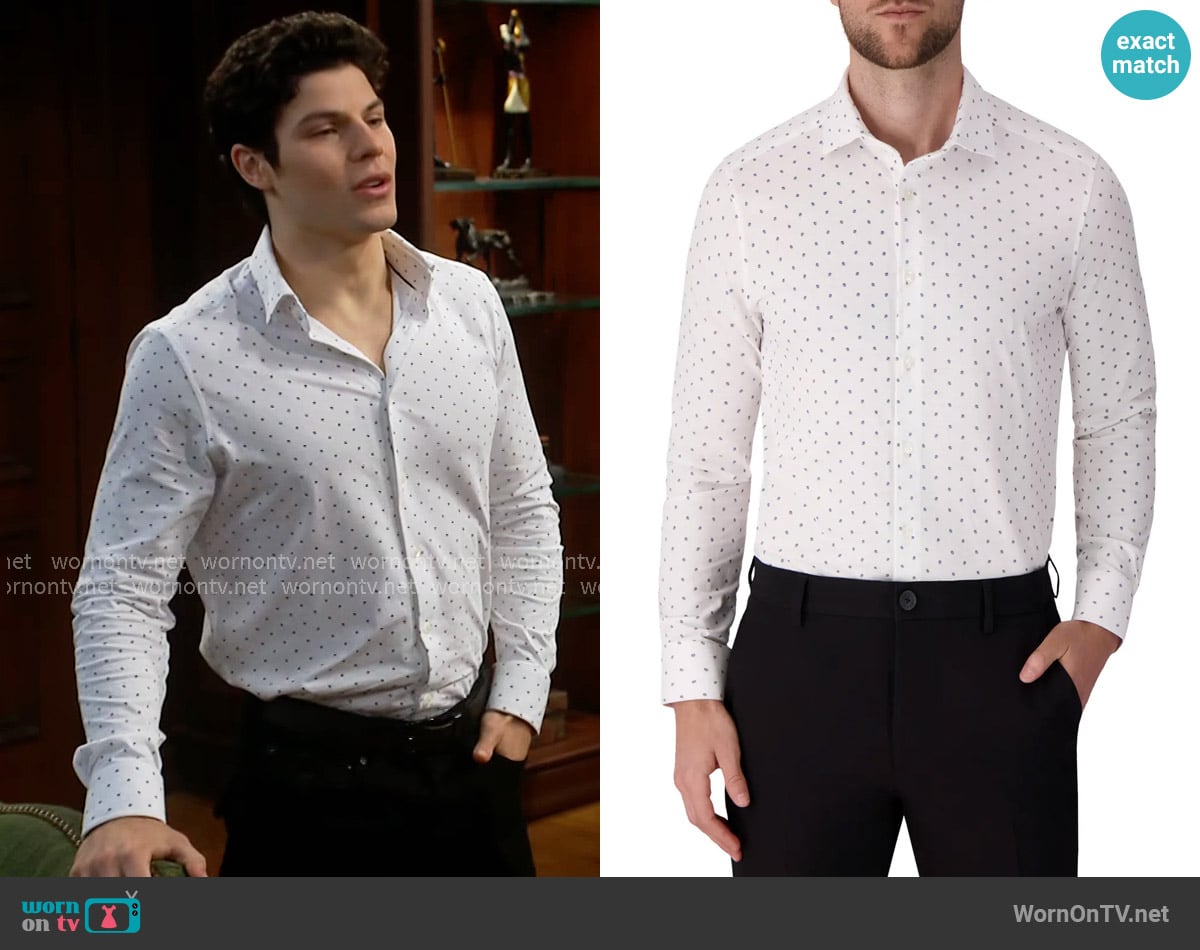 Victor Emmanuel Geometric Print Knit Cotton Dress Shirt worn by RJ Forrester (Brayan Nicoletti) on The Bold and the Beautiful