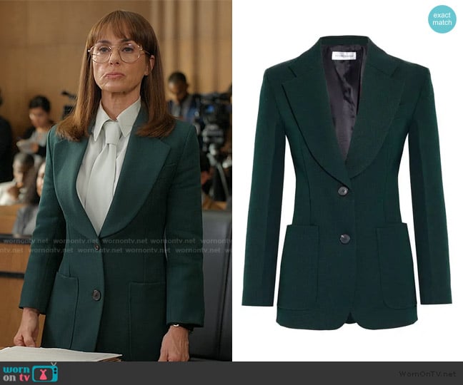 Victoria Beckham Wool-twill blazer green worn by Dana Berg (Constance Zimmer) on The Lincoln Lawyer