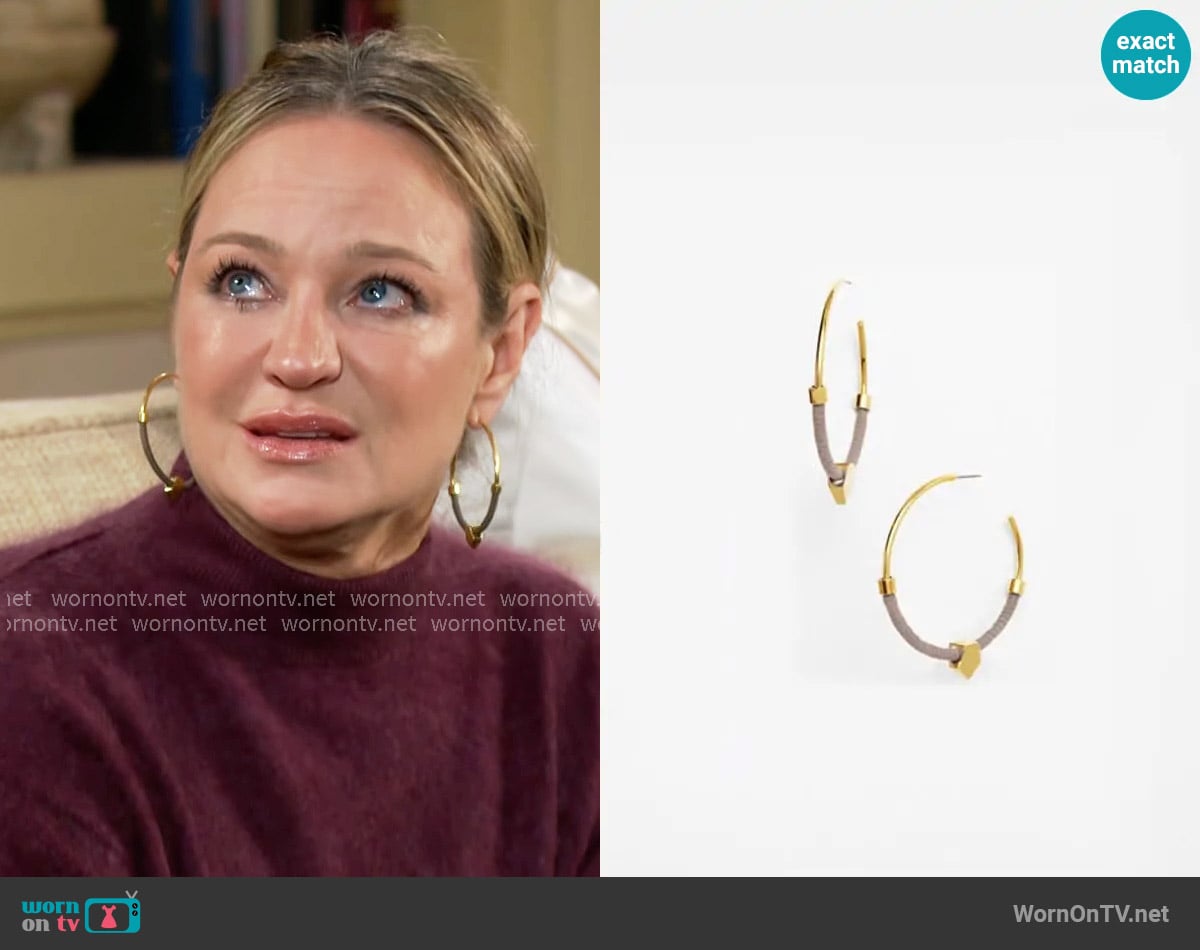 Vince Camuto Summer Warrior Hoop Earrings worn by Sharon Newman (Sharon Case) on The Young and the Restless