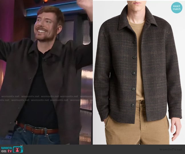 MrBeast’s brown plaid jacket on The Kelly Clarkson Show