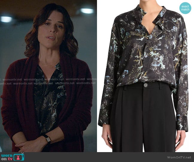 Vince Thistle Silk Shirt worn by Maggie McPherson (Neve Campbell) on The Lincoln Lawyer