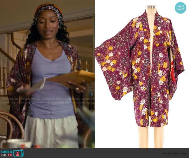  Vintage Graphic Floral Printed Kimono  worn by Samira Fisher (Keke Palmer) on The Burbs