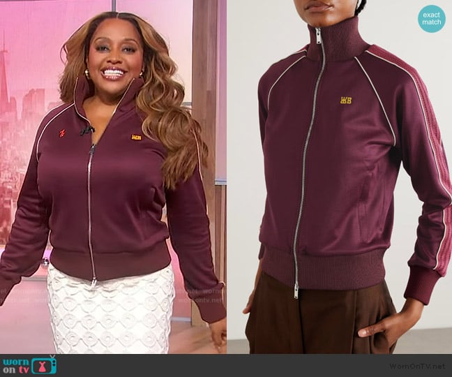 Wales Bonner Mantra knit-trimmed embroidered jersey jacket worn by Sherri Shepherd on Sherri