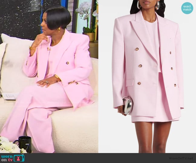 Wardrobe NYC Double-breasted virgin wool blazer worn by Tamron Hall on Tamron Hall Show