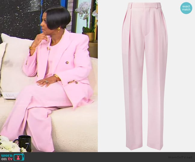 Wardrobe NYC Tapered virgin wool pants worn by Tamron Hall on Tamron Hall Show
