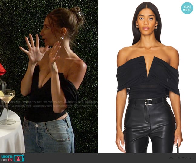 We Wore What Ruched Off Shoulder Bodysuit worn by Amanda Batula on Summer House