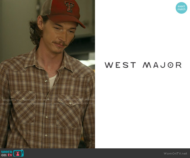 West Major Long Sleeve Slim Fit Woven Shirt worn by Cooper Norris (Jacob Lofland) on Landman