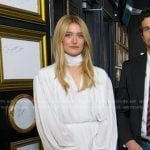 Sarah Pidgeon’s white scarf neck mini dress on Good Morning America