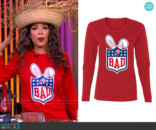 Wild Bobby Graphic Football Sweater worn by Sunny Hostin on The View