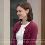 Willow’s pink textured cardigan on General Hospital