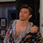 Xander’s navy floral robe on Days of our Lives